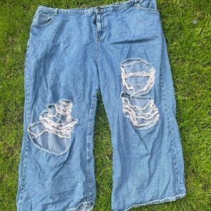 Blue Distressed Women's Jeans